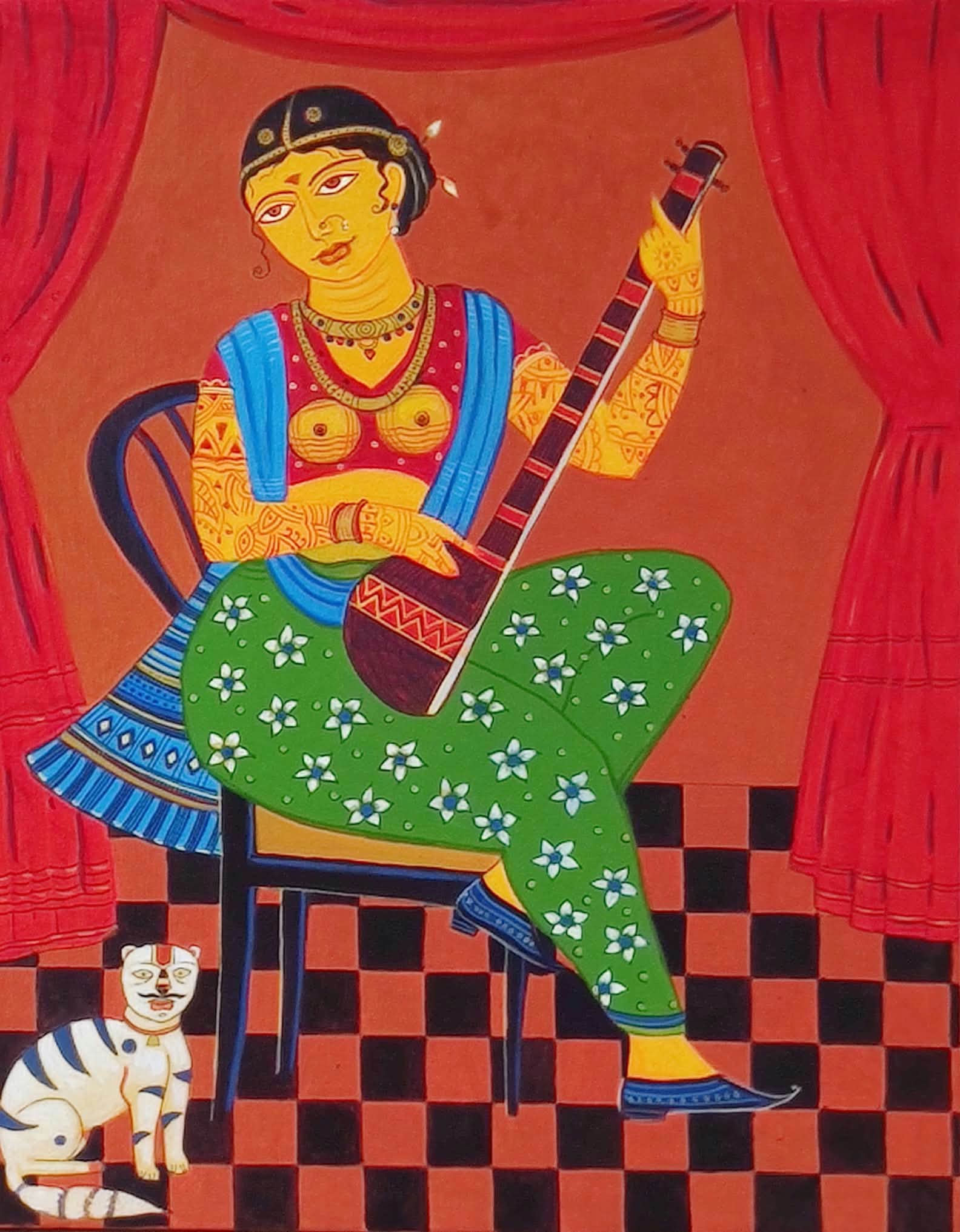 Lady with Sitar by Bhaskar Lahiri